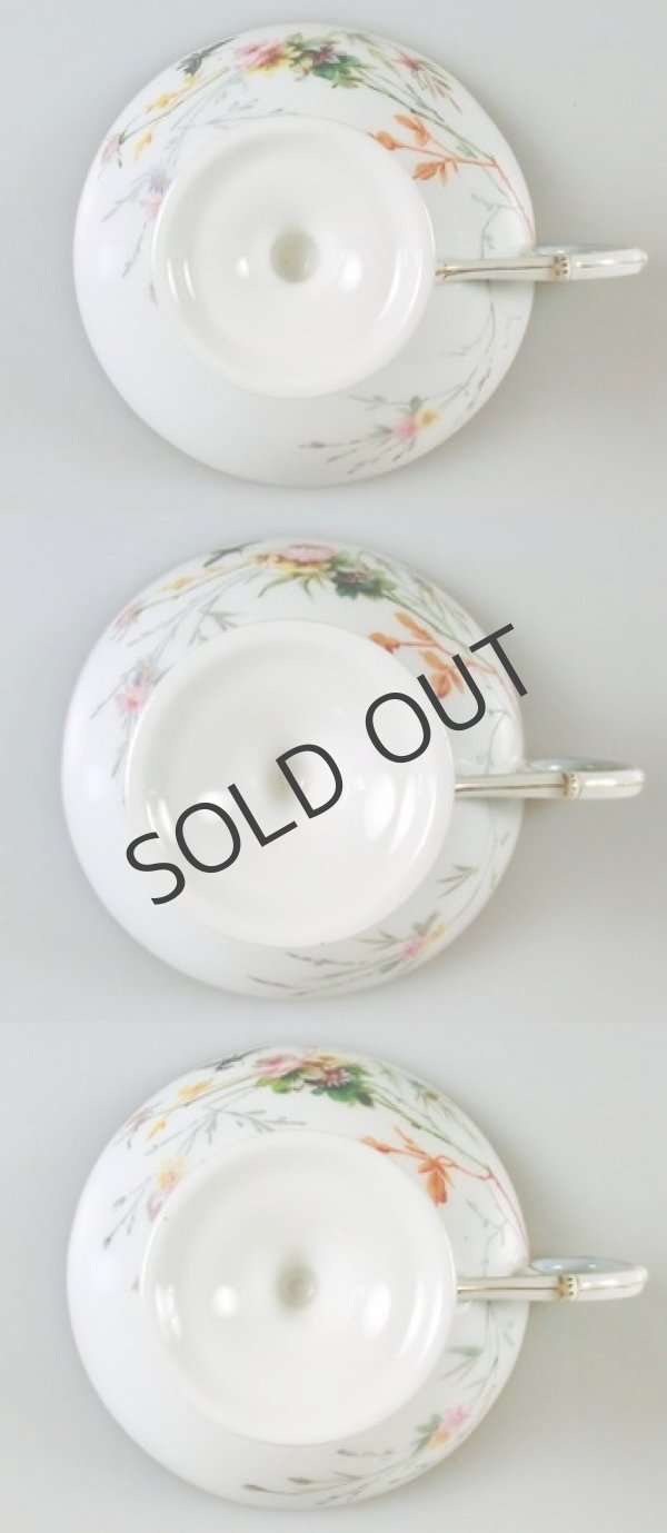 画像5: リモージュ 花蝶文手描きカップ＆ソーサー3客 (5)