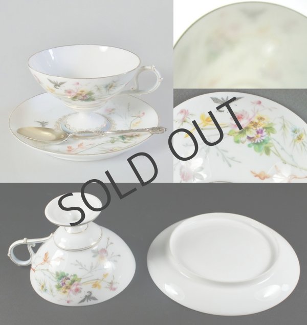 画像9: リモージュ 花蝶文手描きカップ＆ソーサー3客 (9)