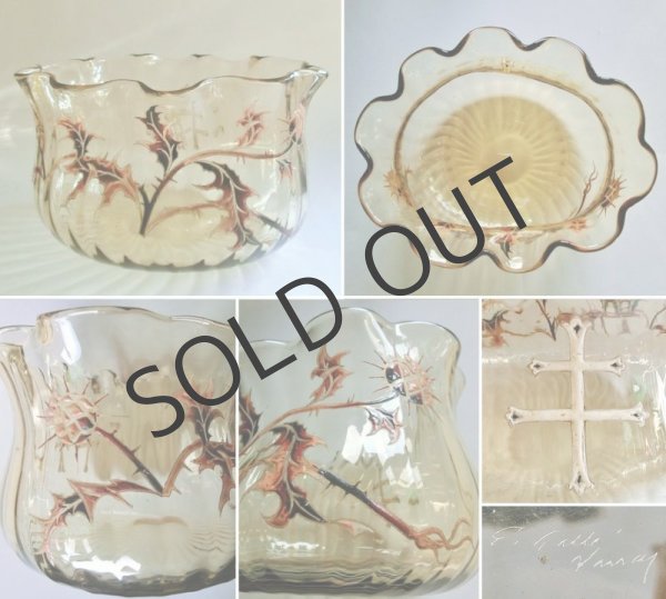 画像5: 【GALLE】ガレ　薊とロレーヌ十字文エナメル彩花器 (5)