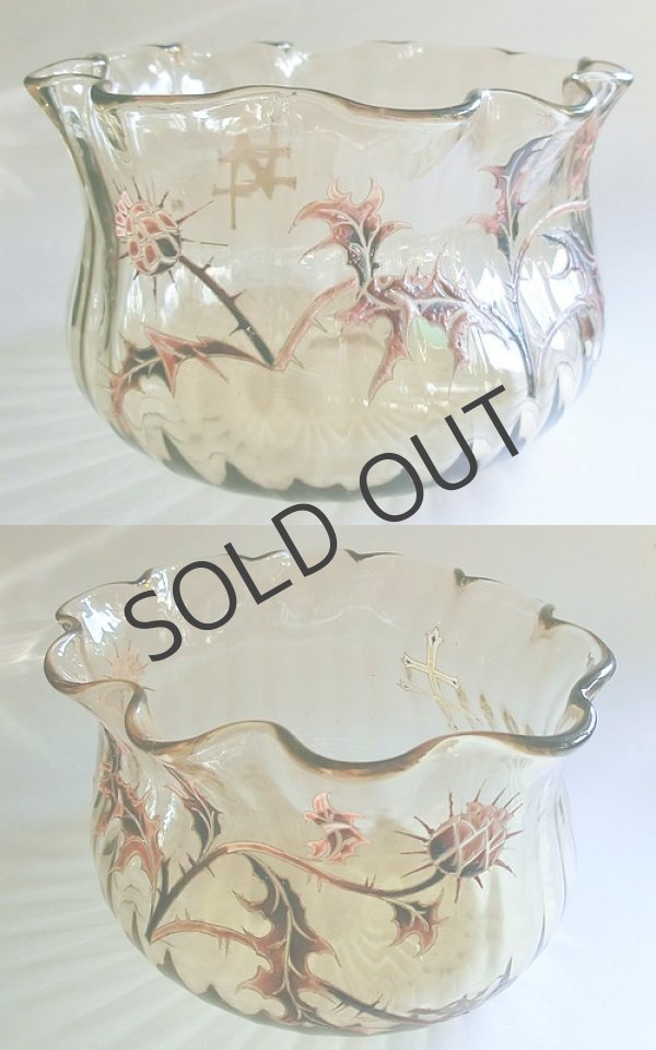 画像4: 【GALLE】ガレ　薊とロレーヌ十字文エナメル彩花器 (4)