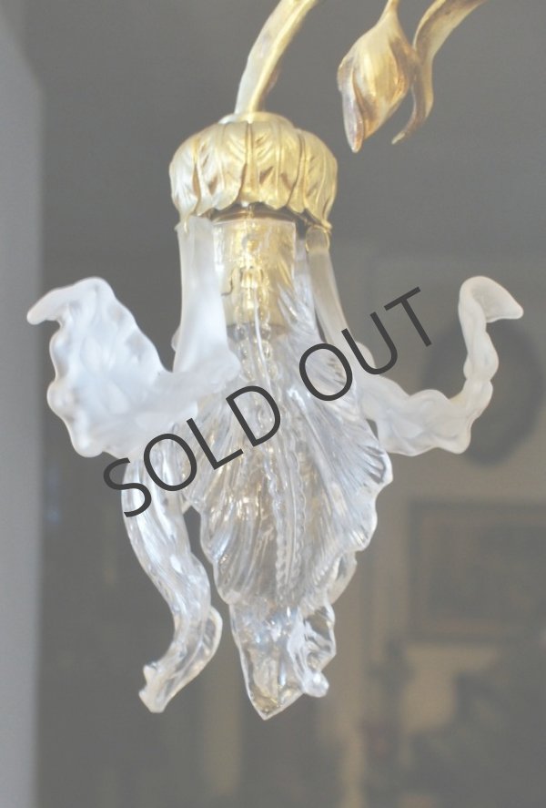 画像5: アイリス形シェードとブロンズのシャンデリア (5)