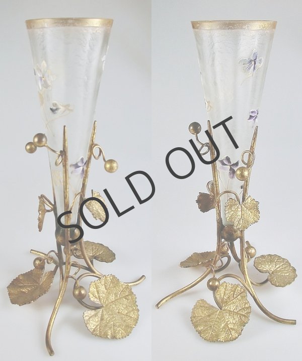 画像5: 【LEGRAS-MONTJOYE】ルグラ‐モンジョワ　スミレ文コルネ型花器  (5)