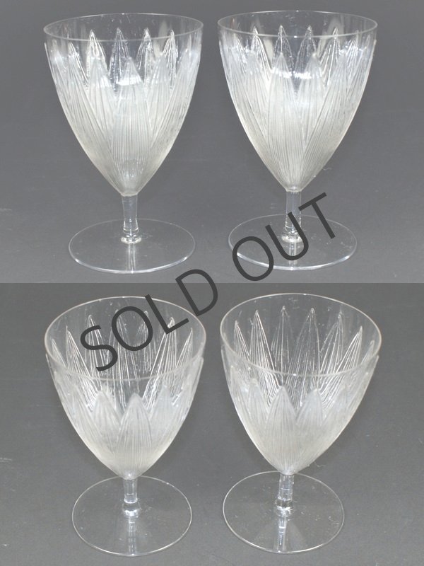 画像2: 【LALIQUE】ルネ・ラリック　LOTUS グラス(n°3) 2客 (2)