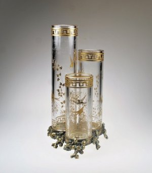 画像: 【BACCARAT】バカラ　花鳥文三連筒形花器