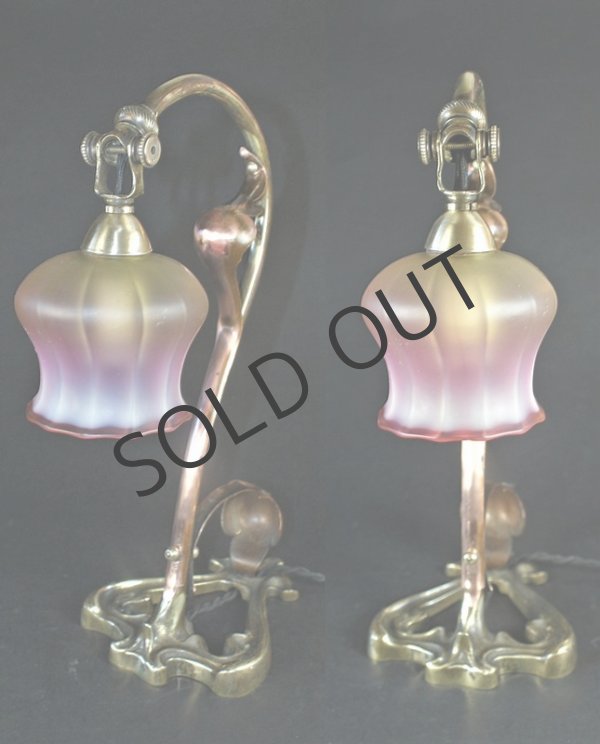 画像3: アール・ヌーヴォーの小さなテーブルランプ (3)