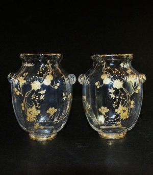 画像: 【BACCARAT】バカラ　花鳥文金彩花瓶一対　