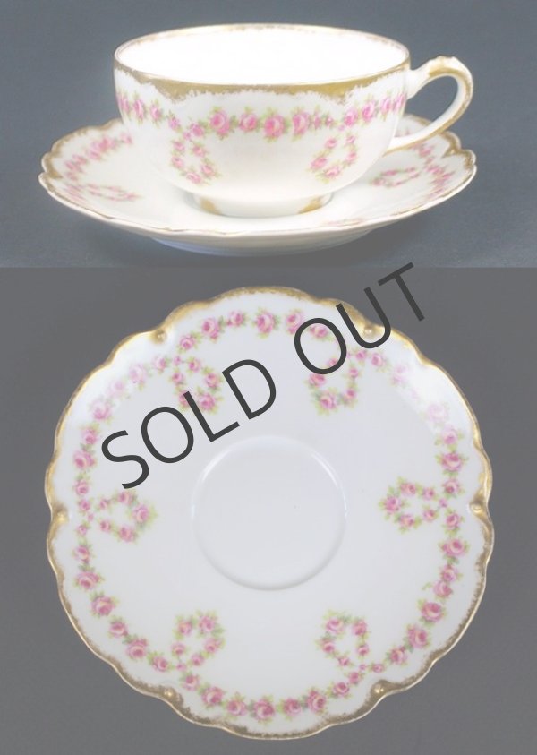 画像2: 【HAVILAND】薔薇のガーランド文ティーカップ6客  (2)