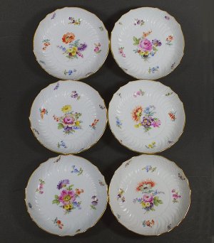 画像: 【MEISSEN】マイセン　Neubrandenstein 花絵小皿6客