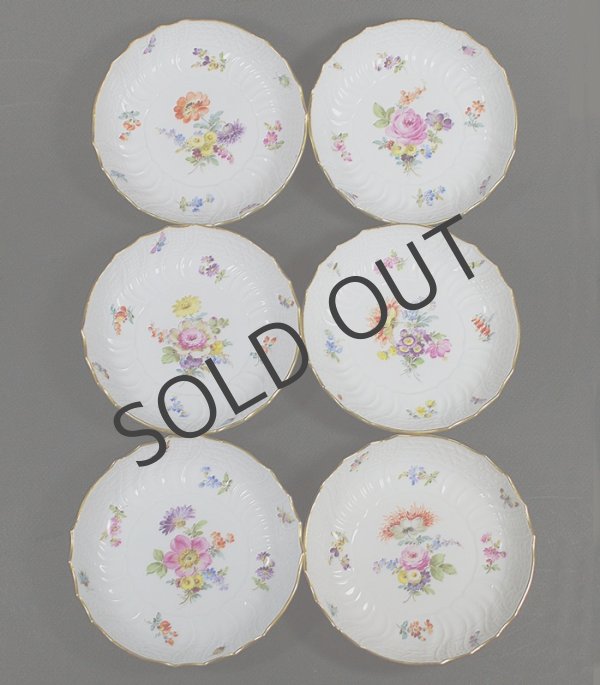 画像1: 【MEISSEN】マイセン　Neubrandenstein 花絵小皿6客 (1)