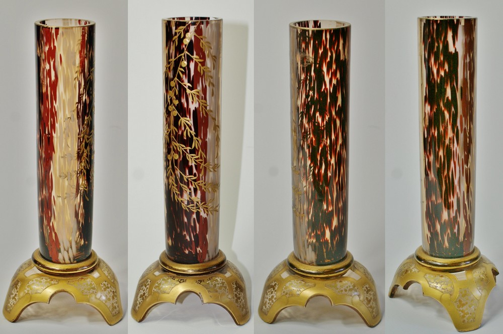 画像2: 柳文金彩筒型花瓶 (2)