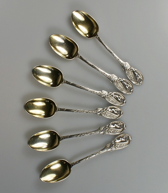 エンゼルの透かし彫り 銀のティースプーン6客 - アンティック 姉妹社