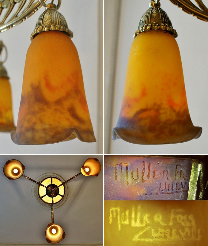 画像4: 【MULLER】ミュレー　杏子色の4灯式シャンデリア (4)