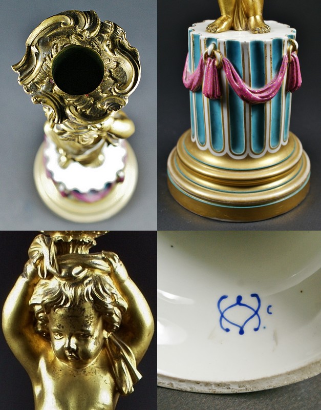 画像5: ブロンズと陶磁器のキャンドルスタンド (5)