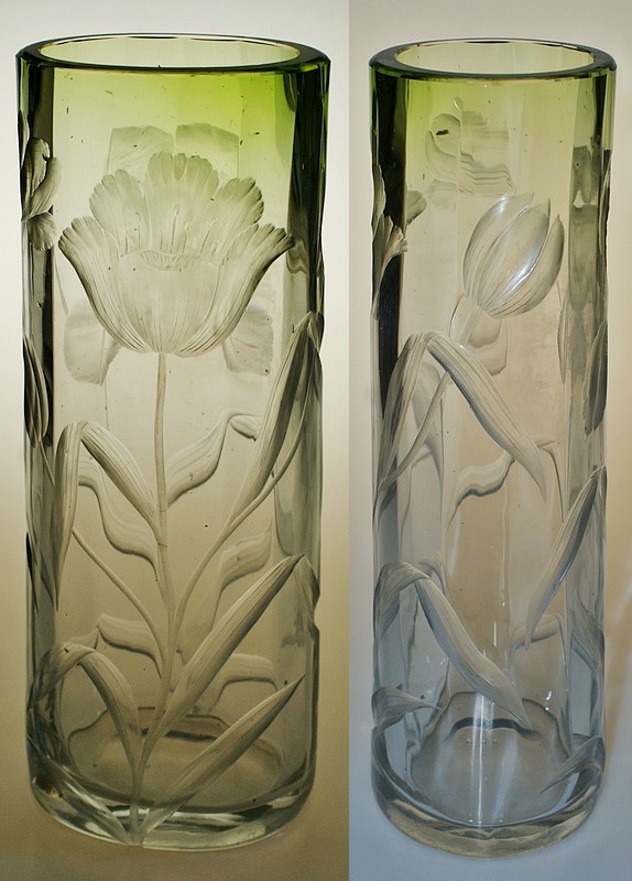 画像2: 【MOSER】モーゼル　アイリスとチューリップ文大花瓶 (2)
