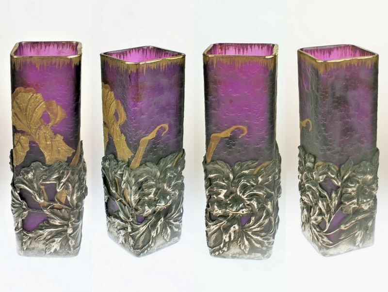 画像2: 【SAGLIER】サグリエ　アイリス文角型花瓶 (2)