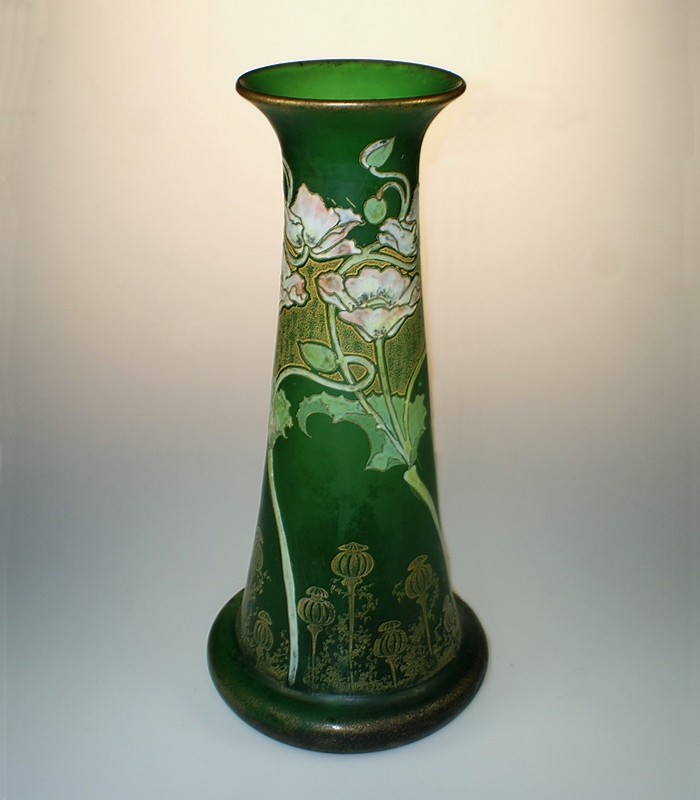 画像1: 【LEGRAS】ルグラ　ケシの花文エナメル彩花瓶 (1)