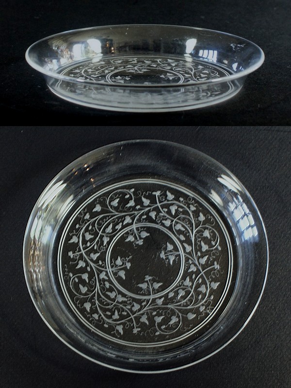 画像2: 蔦文グラヴュールが美しいクリスタルの深皿2枚 (2)