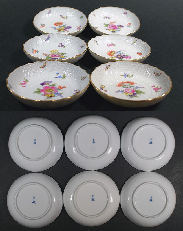 画像2: 【MEISSEN】マイセン　Neubrandenstein 花絵小皿6客 (2)